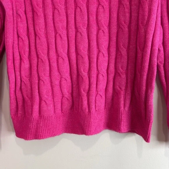 Shein Fuchsia Pink Cable Knit Sweater Crewneck Long Sleeve Size L 8/10 - Picture 4 of 11
